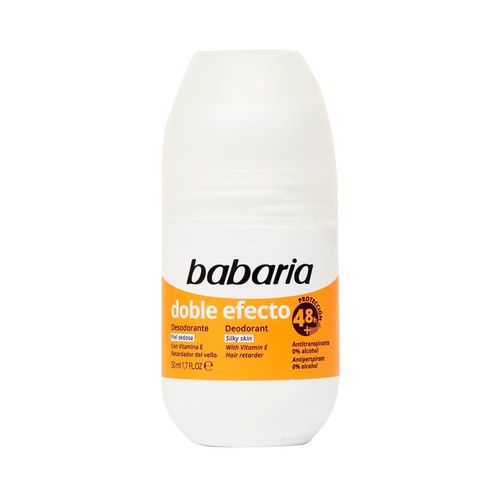 BABARIA Doble efecto Desodorante roll on para mujer con acción antitranspirante hasta 48 horas 50 ml.