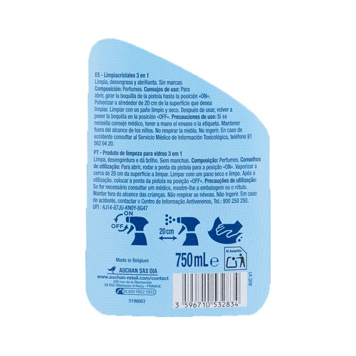 PRODUCTO ALCAMPO Limpiador cristales spray 750 ml.