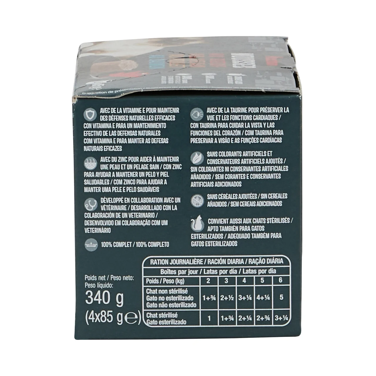 PRODUCTO ALCAMPO Comida para gatos húmeda de mousse con carne de vacuno 4 x 85 g.