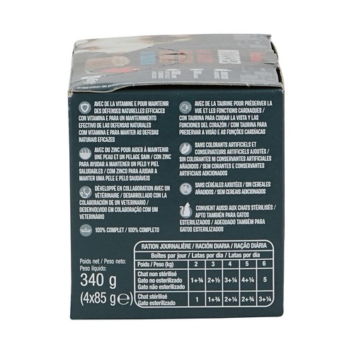 PRODUCTO ALCAMPO Comida para gatos húmeda de mousse con carne de vacuno 4 x 85 g.