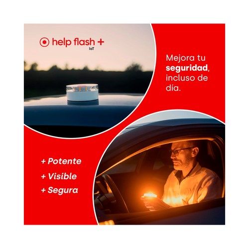 Baliza de Señalizacion de Emergencia V16 Conectada con DGT - Proteccion IP54. HELP FLASH LOT.