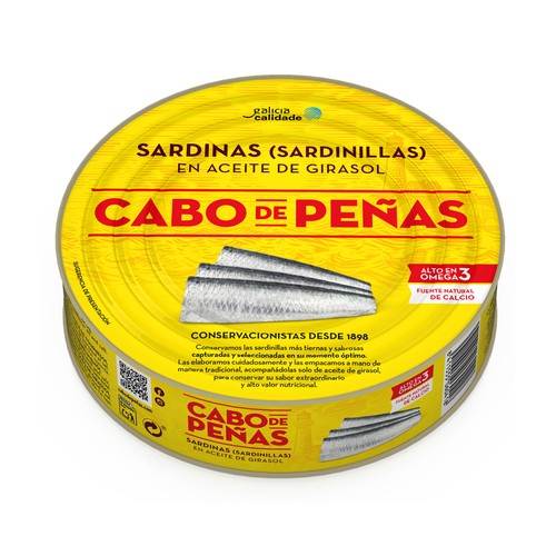 CABO DE PEÑAS Sardinillas en aceite de girasol lata de 385 g.