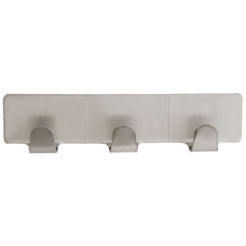Percha adhesiva triple para ducha de acero inoxidable de 12x4 centímetros, ACTUEL.