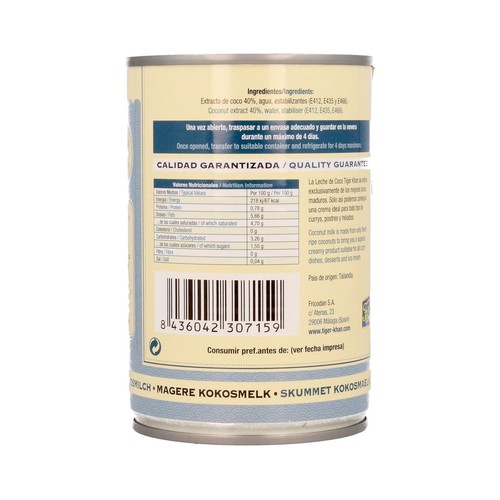 TIGER KHAN Jugo de coco light 400 ml.