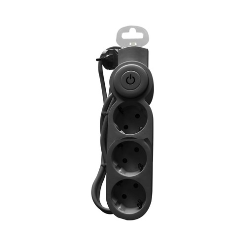 Base múltiple de 3 enchufes, longitud cable 1,5m, interruptor, NINE&ONE.