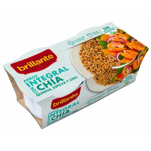 BRILLANTE Arroz integral con chia en tarrina 2 x 125 gr