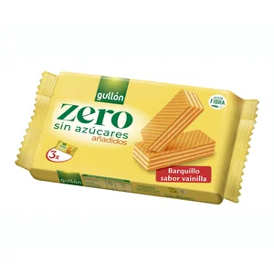 GULLÓN Zero Barquillo relleno de crema sabor vainilla sin azúcares. 180 g.