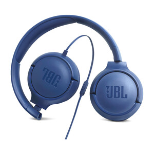 Auriculares tipo diadema JBL TUNE 500, micrófono, color azul.