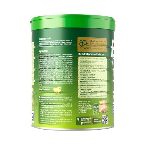 BLEMIL Optimum evolution 2 Leche de crecimiento, a partir de 12 meses 800 g.