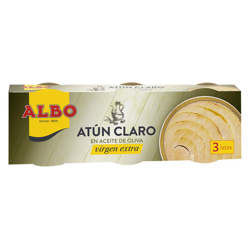 Atún claro en aceite de oliva virgen extra ALBO pack 3 uds. 67 g.