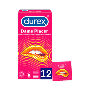 Imagen de DUREX Preservativos lubricados con puntos y estrías para una estimunación extra DUREX Dame placer 12 uds.