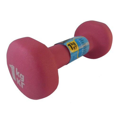 Pesa de 1 Kilogramo, con recubrimiento de neopreno, color rosa CUPS.