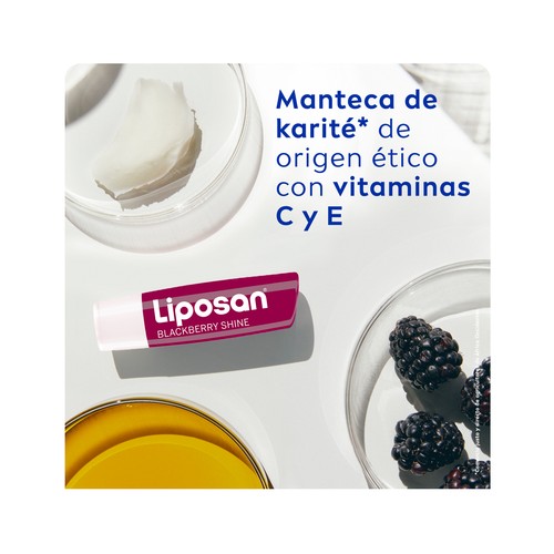 LIPOSAN Black berry shine Protector (bálsamo) labial hidrtante, con aroma a moras.