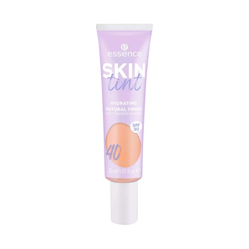 ESSENCE Skin tint tono 40 Tinte para piel hidratante, cobertura ligera a media y FPS 30.