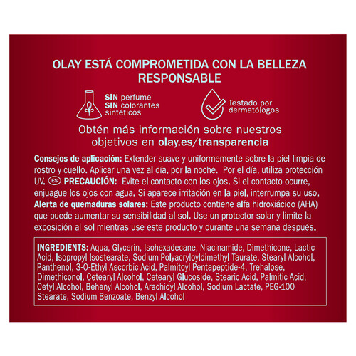 OLAY Regenerist Crema facial de noche, sin perfumes y con acción antimanchas 50 ml.