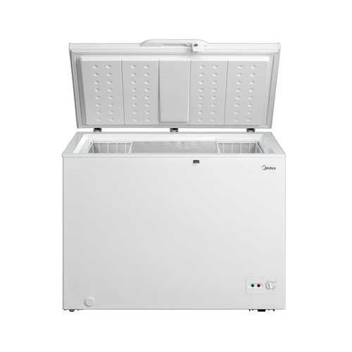 Arcón congelador MIDEA MDRC405FZF01, clasificación energética: F, H:cm, A: 115,5cm, F: 67cm, capacidad total: 290L.
