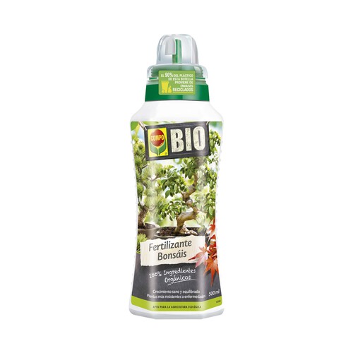 Botella de 0.5 litros con fertilizante líquido especial para todo tipo de bonsais COMPO.