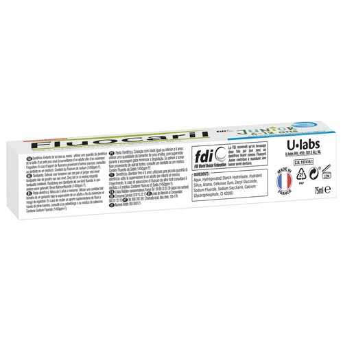 FLUOCARIL Pasta de dientes para niños de 6 a 12 años con sabor a chicle FLUOCARIL Junior 75 ml.