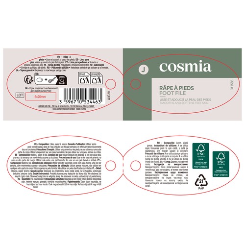 COSMIA Lima de madera para pedicura, que alisa y suaviza la piel de nuestros pies.