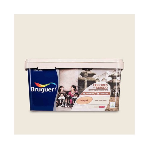 Pintura para paredes monocapa BRUGUER Colores del mundo Nepal Matiz de Beige, 4L.