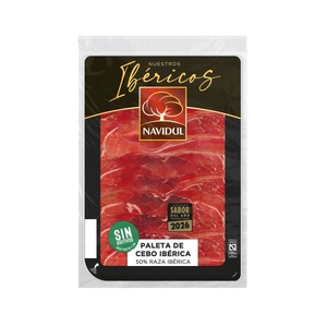 Paleta de cebo ibérica (50% raza ibérica), cortada en lonchas con separador 100 g.