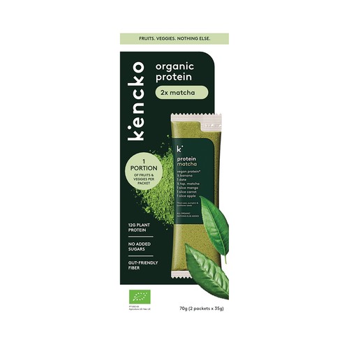 KENCKO Mix de proteinas vegetales con frutas deshidratadas y sabor a matcha 2 x 35 g.