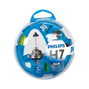 Estuche de bombillas  H7-P21W-P21/5W-PY21W-W5W y 3 fusibles 10-15-20A PHILIPS Essential.