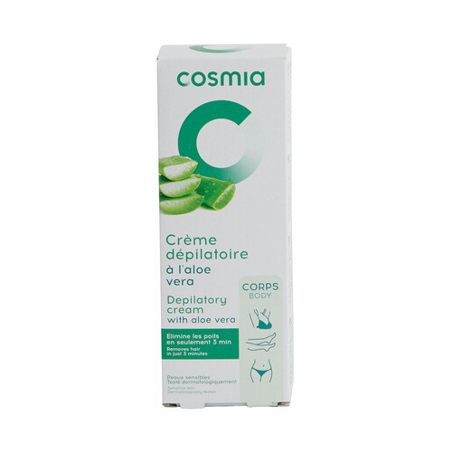 Crema depilatoria con aloe vera, para pieles sensibles COSMIA 200 ml.