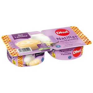 DHUL Natillas sabor a vainilla sin lactosa ni colorantes artificiales 2 x 125 g.