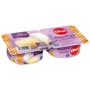 DHUL Natillas sabor a vainilla sin lactosa ni colorantes artificiales 2 x 125 g.