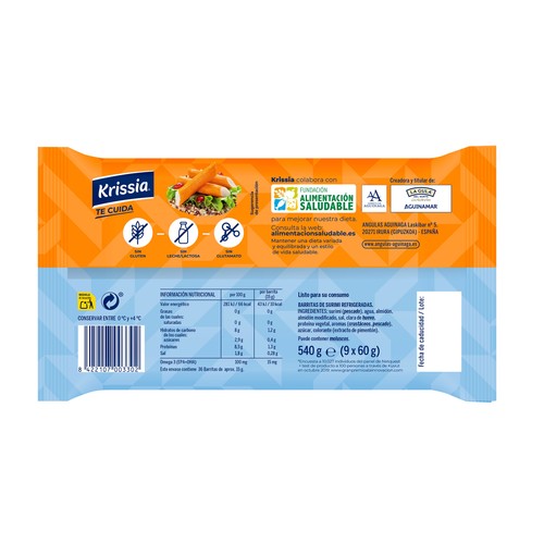 Barritas de surimi 0 % materia grasa KRISSIA 36 uds. 540 g.