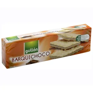 GULLÓN Barquichoco Galleta de barquillo rellena de chocolate 150 g.