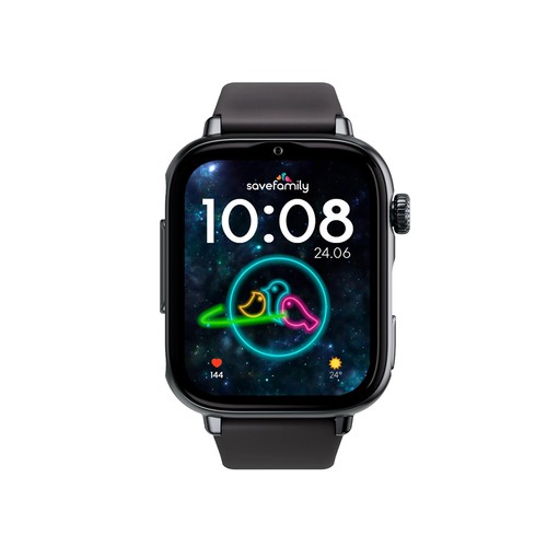 Smartwatch SAVEFAMILY SaveWatch Plus 2, Esfera Negra, Correa de Silicona Negra".
