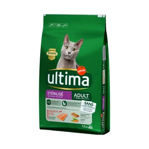 ULTIMA Comida para gato esterilizado adulto sabor a salmón bolsa 7,5 kg.