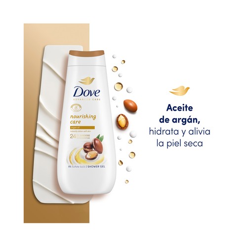 DOVE Cuidado avanzado Gel para baño o ducha nutritivo con aceite de argán 600 ml.