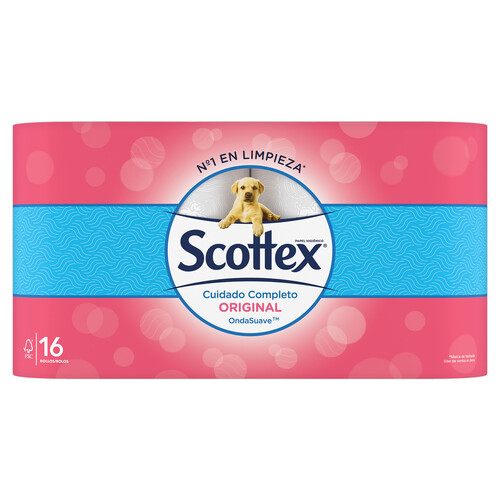 SCOTTEX Papel higiénico, Original, con toque de algodón 16 rollos