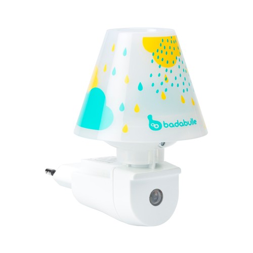 Lámpara de luz de noche para bebes, gotas azul, BADABULLE.