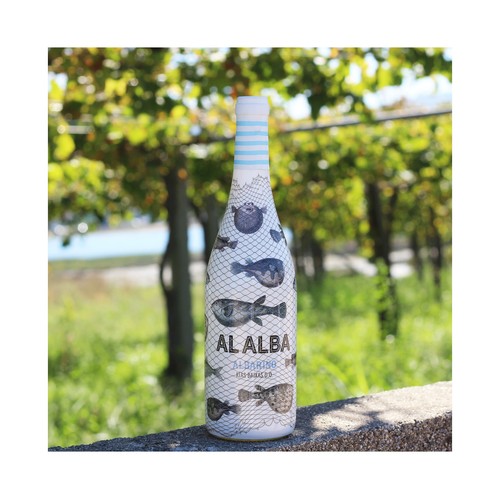 ALALBA  Vino blanco albariño con D.O. Rias Baixas botella de 75 cl.
