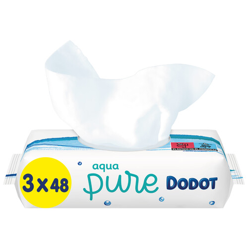 DODOT Toallitas húmedas para bebé elaboradas con algodón orgánico DODOT Aqua pure 3 x 48 uds.
