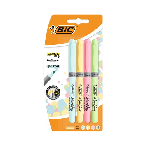 Pack de 4 marcadores en colores pastel, BIC.