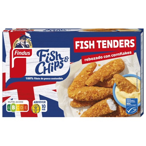 FINDUS Fish & chips Palitos de pescado (pesca sostenible cetificada, MSC) rebozados con cornflakes 256 g.