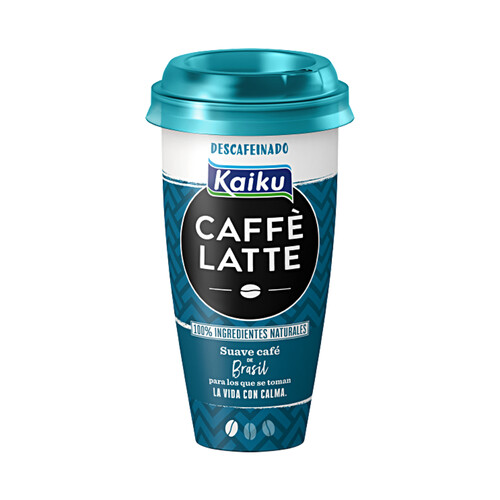 KAIKU Bebida de café descafeinado de Brasil con un toque de leche Caffe latte descafeinado 230 ml.
