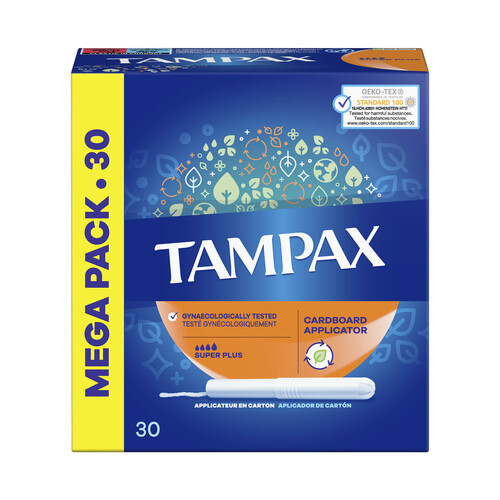 TAMPAX Tampones super plus con aplicador de cartón TAMPAX 30 uds.