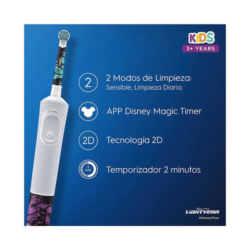 Cepillo de dientes eléctrico infantil Braun ORAL-B Lightyear, 1 cabezal, estuche de viaje.