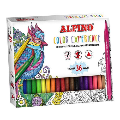 Caja de 36 rotuladores triangulares color experience, ALPINO.