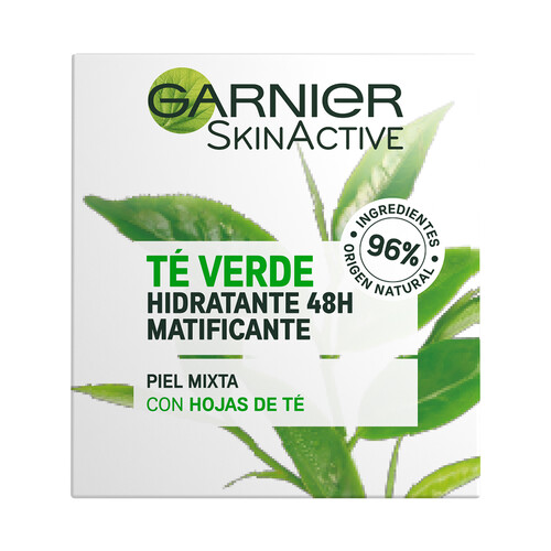 GARNIER Crema hidratante y matificante con hoja de té verde para pieles mixtas y grasas GARNIER Skin acitve 50 ml.