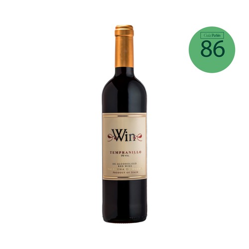 Vino tinto desalcoholizado (0.0% alcohol) tempranillo (100%) WIN botella de 75 cl.