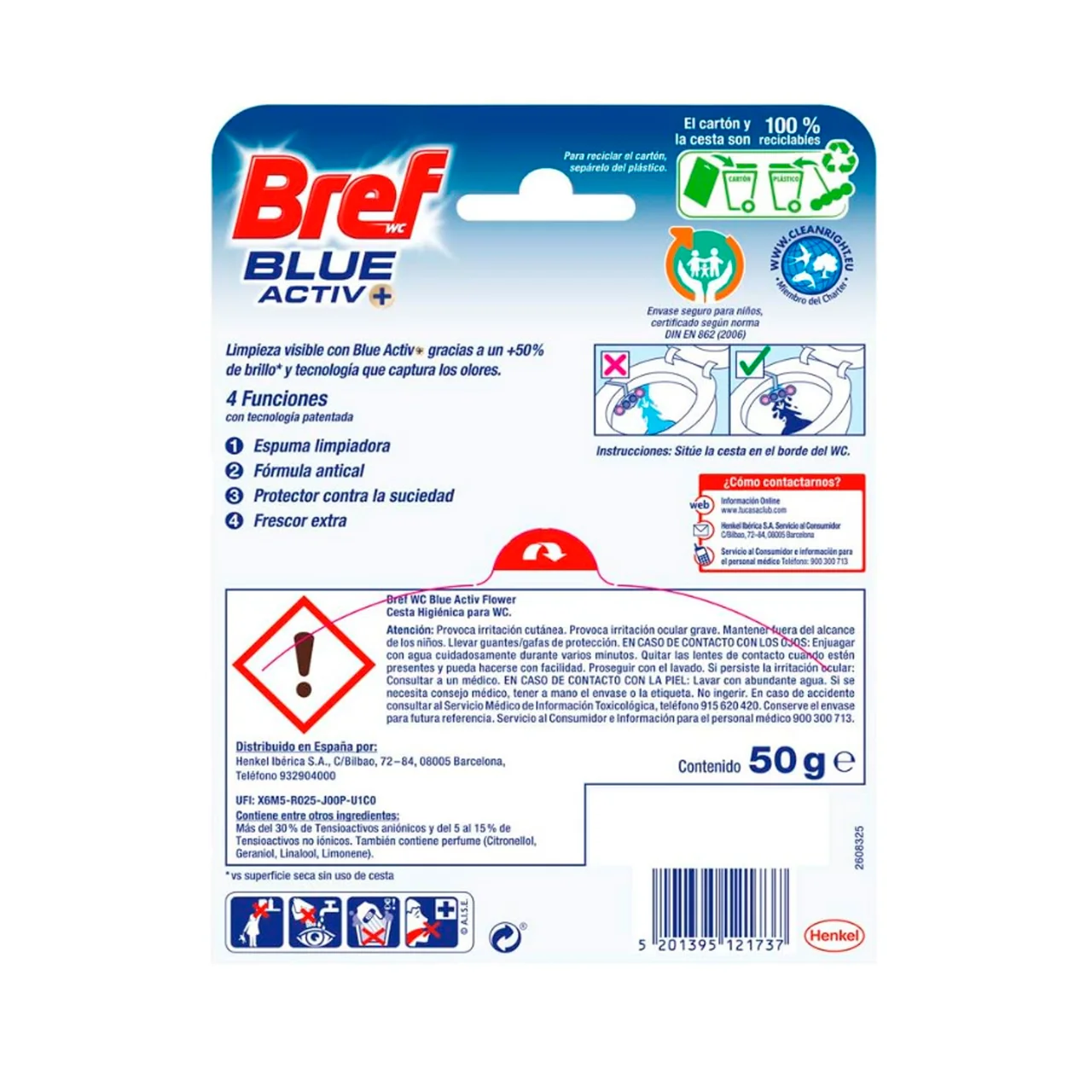 BREF Pastillas para WC poder activo floral 2X50g