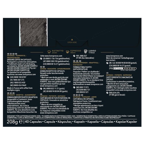 L"OR ESPRESSO Café en cápsulas Onyx I12, 40 uds.