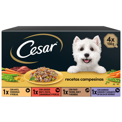 CESAR Comida para perro, surtido CÉSAR 4 unidades de 150 g.